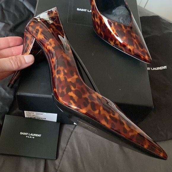 BRAND NEW KIKI SAINT LAURENT 85 PUMPS IN PATENT TARTARUGA MANLO NATURAL 40.5๐ฅ๐ฅ - Picture 3 of 9